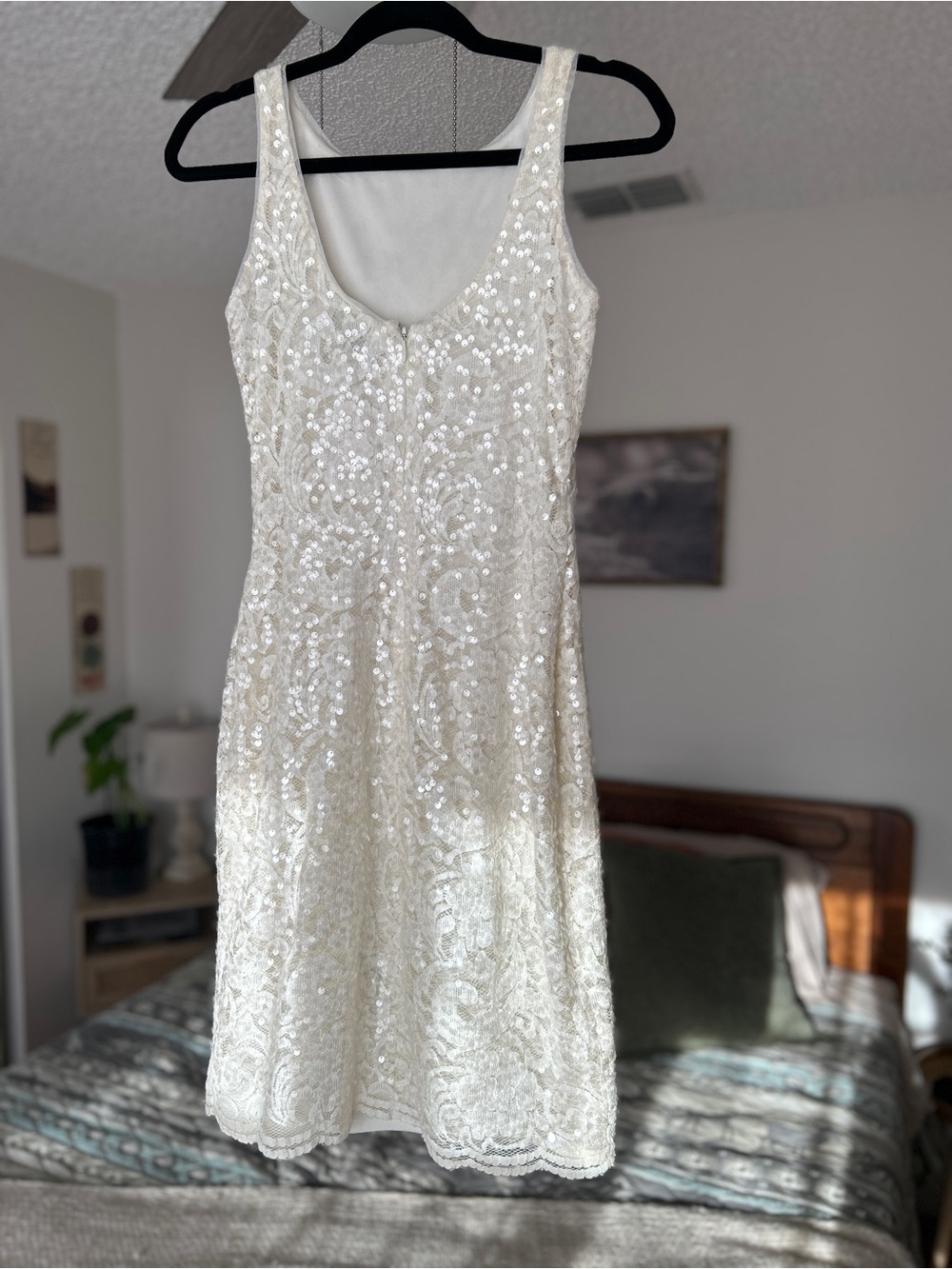 Ralph Lauren Ivory Sequin Lace Midi Dress - Picture 2 of 9